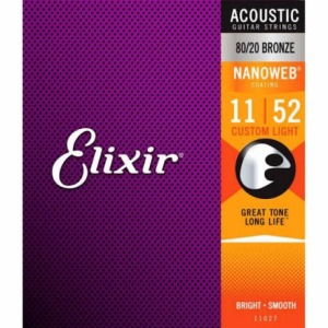 Elixir 11027 Nanoweb 80/20 Bronze Akustik Gitar Teli (11-52)